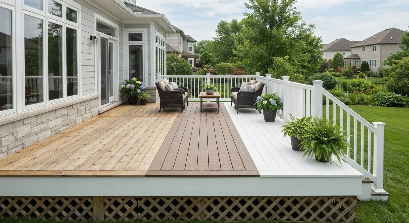 Outdoor Decking Materials: Wood, Composite, and PVC Side by Side